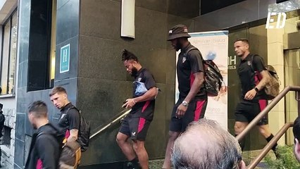 Salida de los jugadores del Sevilla FC del hotel en Vitoria