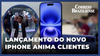 Clientes animados e longas filas marcam o lançamento do iPhone 16
