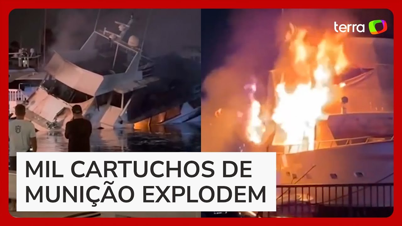 Iate de luxo pega fogo e afunda após explosão de fogos de artifício nos EUA