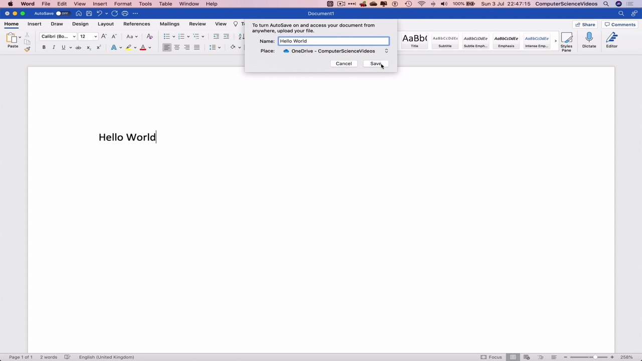 How to TURN ON or OFF Your AutoSave on Microsoft Word for Office 365 - Basic Tutorial | New