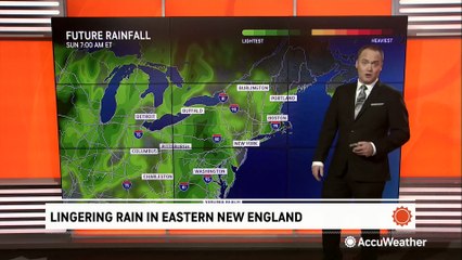 Onshore winds and rain linger in New England
