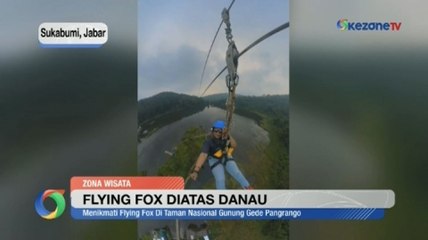 Serunya Meluncur di Atas Danau Situ Gunung dengan Flying Fox