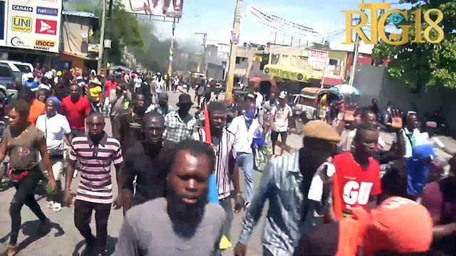 Revèy Nasyonal ak Alye manifeste nan komin dèlma pou egzije demisyon gouvènman tranzisyon an