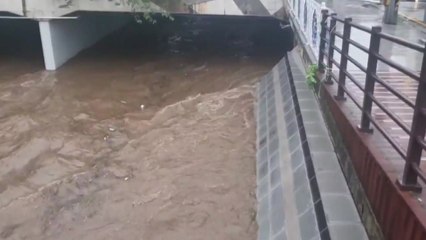 부산 온천장역 인근 침수..."온천천 진입 통제" / YTN