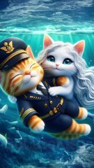 Forbidden Love Between the Mermaid and the Captain : A Tragic Ballad #socutekitty #aicats #cats