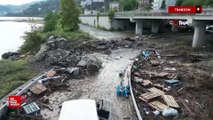 Trabzon Sürmene'de selde kaybolan şahsı arama çalışmaları sürüyor