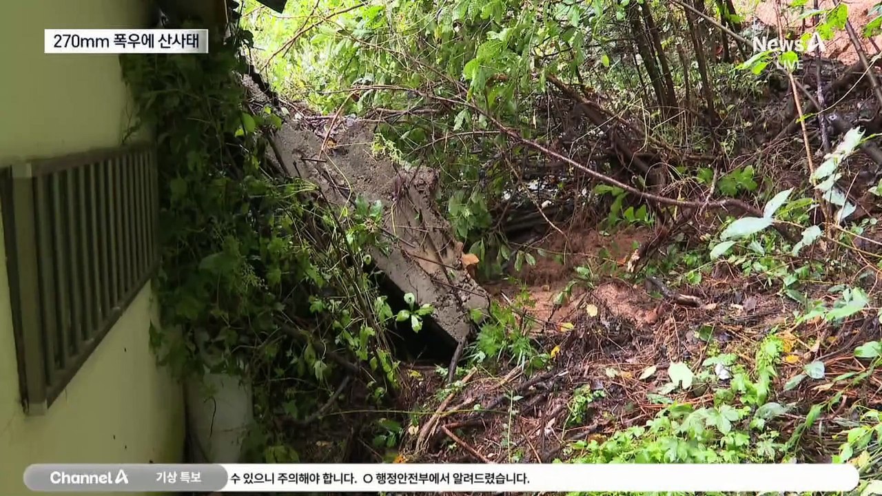서산, 270mm 폭우에 산사태…대전, 10m 높이 옹벽 붕괴