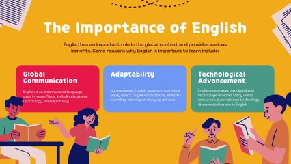 Learning English Presentation  Orange and Cream Illustrative (1)