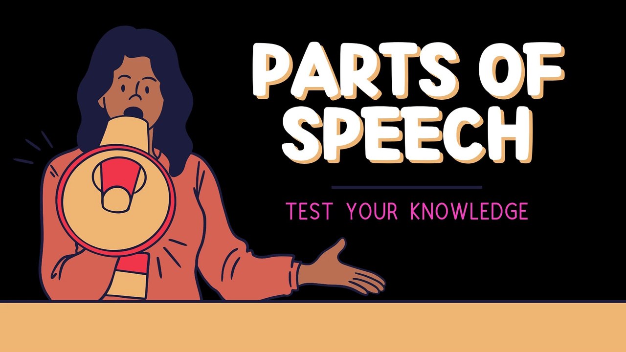 Parts of Speech Quiz Presentation in Orange Blue Illustrative Style
