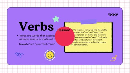 Parts Speech Verbs Presentation Colorful in Cute Style