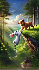 Cute rabbit rescued the poor little lion cub #rabbit #cat #kitten #funny #ai