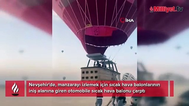 Kapadokya'da sıcak hava balonu ile otomobil çarpıştı