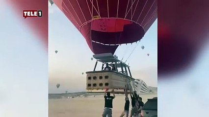 Park halindeki aracı sıcak hava balonu çarpıp havalandırdı