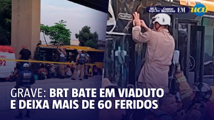 Ônibus BRT colide com viaduto no Rio e deixa mais de 60 feridos