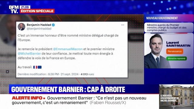 Un immense honneur : les premières réactions de ministres nommés au gouvernement de Michel Barnier