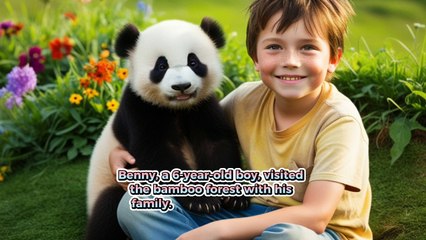 Boy and baby panda