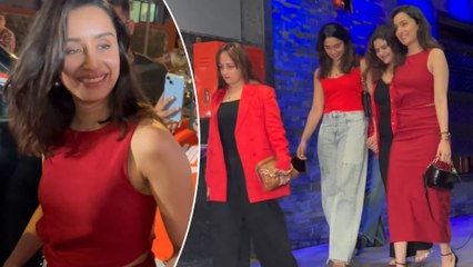 Stree 2 Girl Shraddha Kapoor Twins In Red With Her BFF's For Their Girl Gang Date