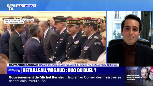Gaëtan Dussausaye (RN) est inquiet de voir Bruno Retailleau au ministère de l'Intérieur et Didier Migaud au ministère de la Justice