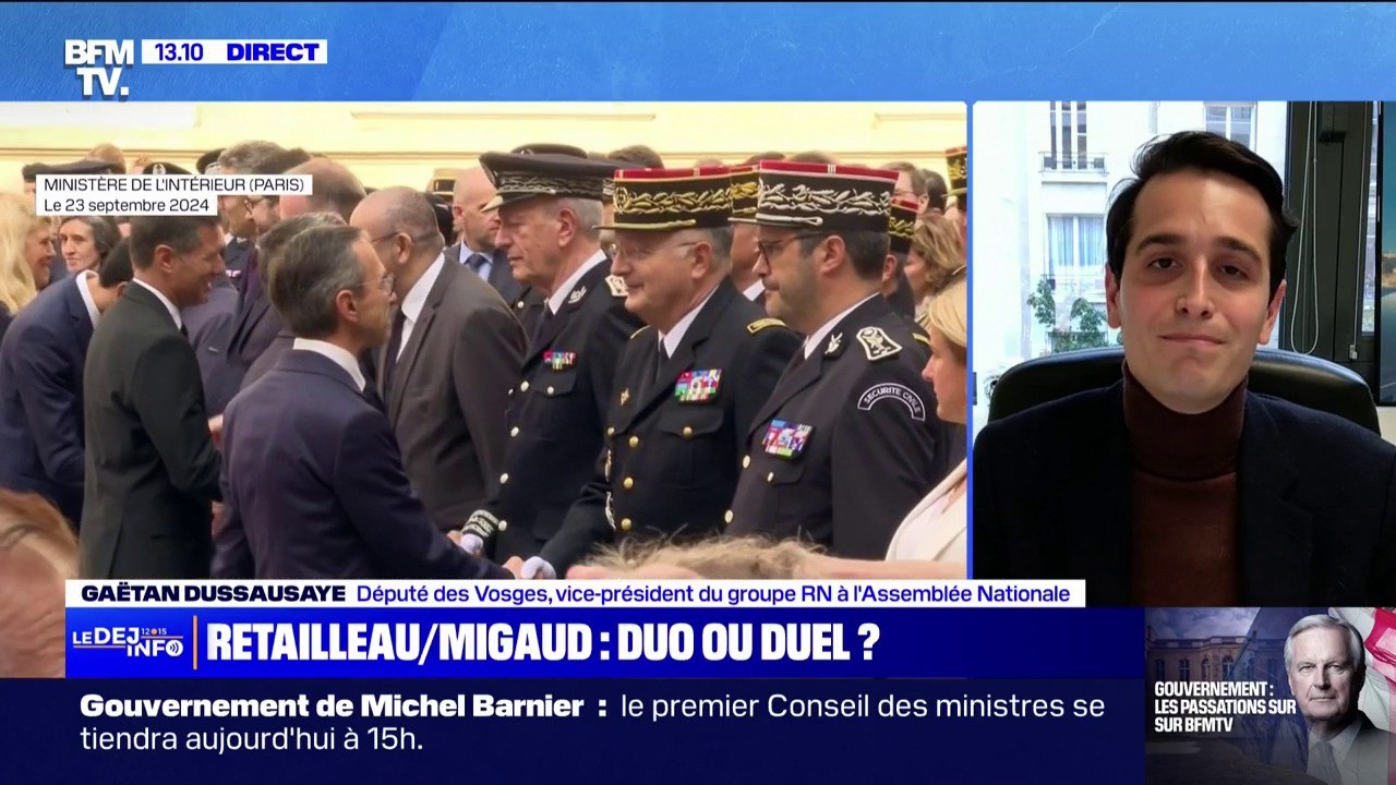 Gaëtan Dussausaye (RN) est "inquiet" de voir Bruno Retailleau au ministère de l'Intérieur et Didier Migaud au ministère de la Justice