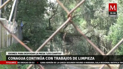 Conagua realiza trabajos de desfogue por el taponamiento de basura en la presa Los Cuartos