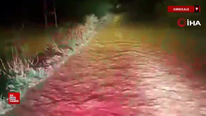 Kırıkkale'de sel felaketi: Köy yolu adeta ırmağa döndü