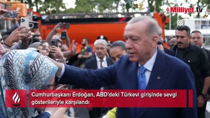 Cumhurbaşkanı Erdoğan, ABD'de! Türkevi girişinde sevgi gösterileriyle karşılandı
