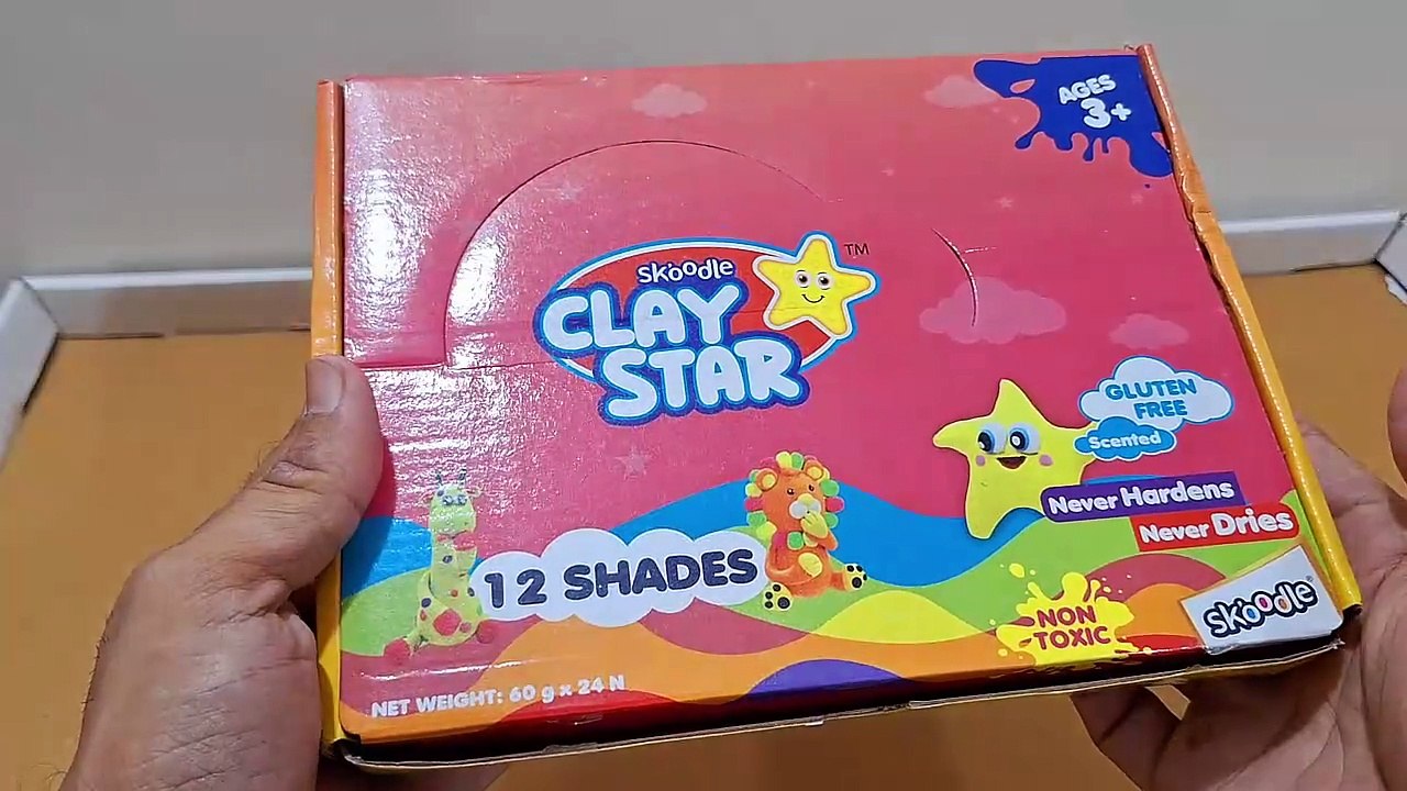 Unboxing and Review of SKOODLE Clay Star, Re-Usable, Never-Dries, Never-Hardens, Non-Toxic, for 3 Years, Art Craft, Gift for Kids, Set of 24 Multicolor