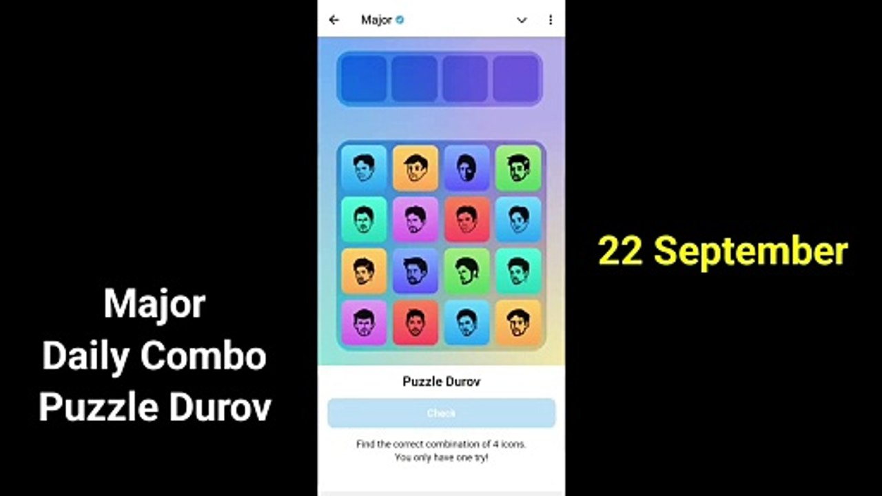 22 September Major puzzle durov Solved Today | Major Daily combo card 22 September 2024 Airdrop Telegram Major Puzzle Today