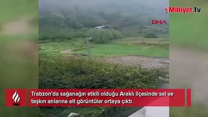 Trabzon'da sel sonrası heyelan kamerada