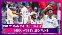 IND vs BAN 1st Test Day 4 Stat Highlights: Dominant India Register 280-Run Victory