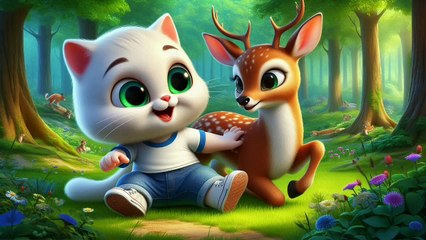 Cat Friendship Video | Cat And Deer | Cute cat In Forest Cat story
