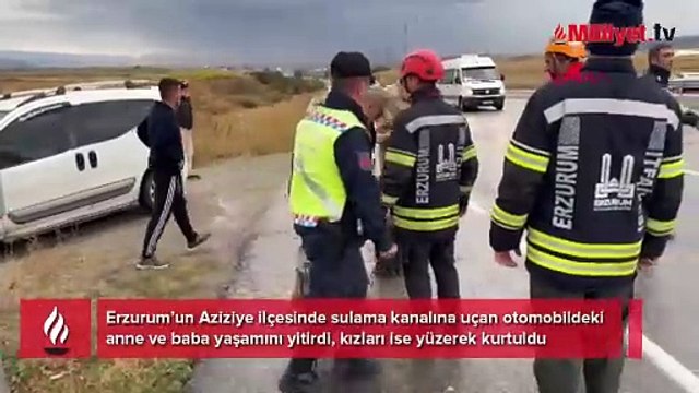 Otomobil kanala uçtu; anne-baba öldü, kızları yüzerek kurtuldu! Acı detay ortaya çıktı