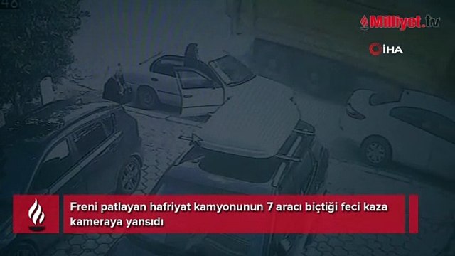 Hatay'da feci kaza! Hafriyat kamyonu tam 7 araca çarparak durabildi