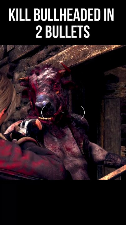 Leon Kill Bull head Burte in 2 bullets #residentevil4remake #GamesTyphoon #shorts #re4remake #Burte #bullhead