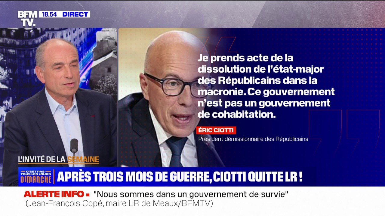 Jean-François Copé: Éric Ciotti "est parti, (...) on va pouvoir réorganiser la droite"