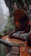 Cozy luxury lounge vibes on a stormy day.