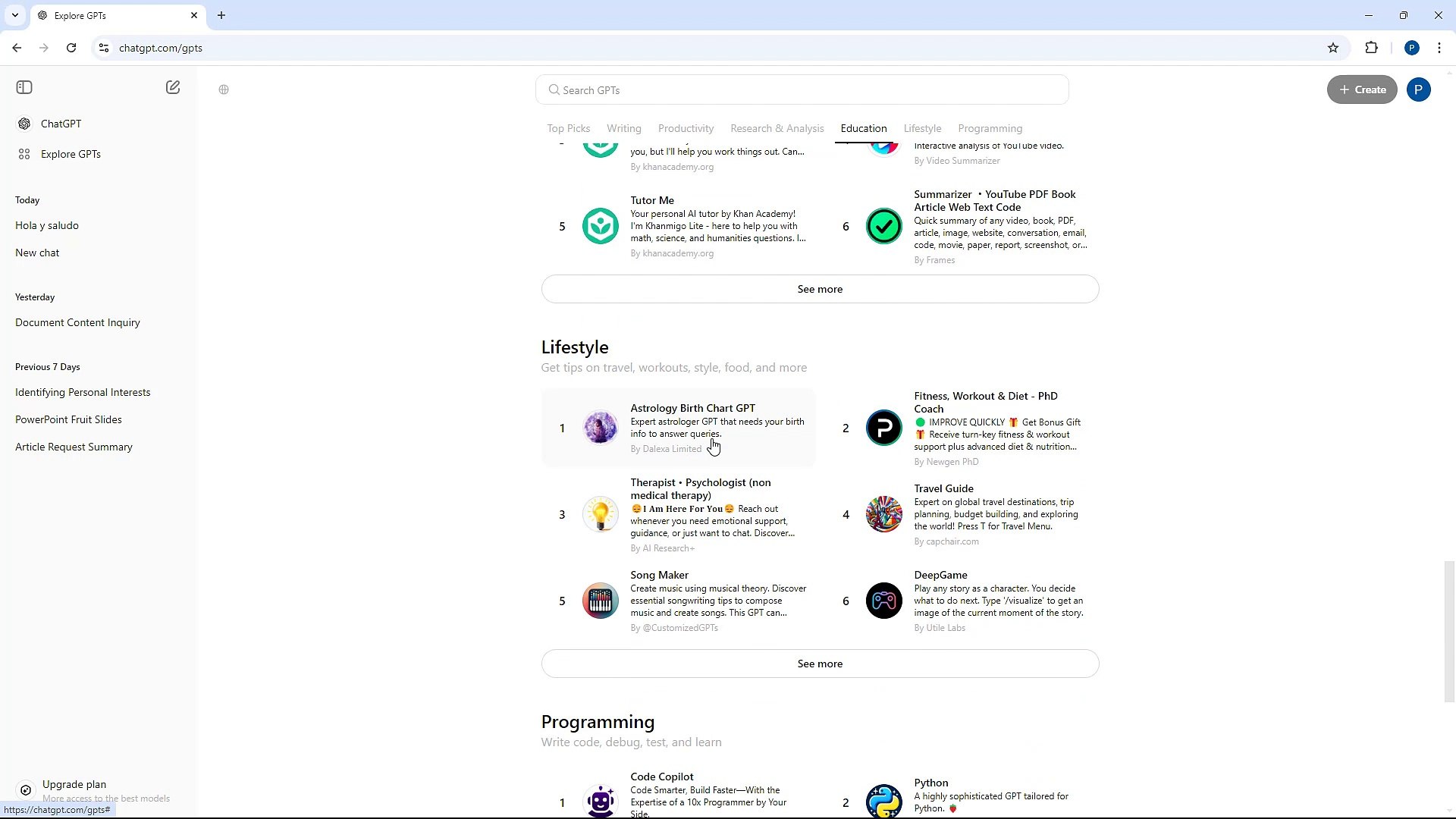 ChatGPT Course Section 60 Explore GPTS Section