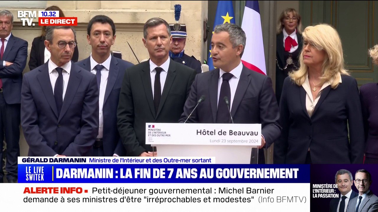 Gérald Darmanin (ministre de l'Intérieur sortant): "Je pars avec le sentiment d'avoir servi le mieux que je pouvais mon pays"