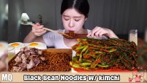 Korean Beauties VS. Food *Jjajangmyeon, Buldak Noodles, Black-bean-sauce noodles* ASMR/ Mukbang