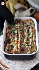 Que faire avec des tortillas? gratin au jambon, épinards et mozzarella façon crinkle cake