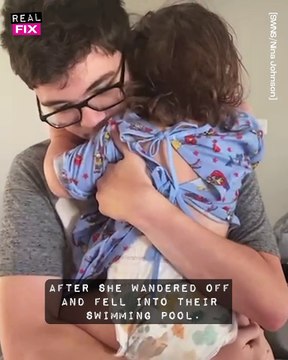 Emotional moment toddler is reunited with brother who saved her life after drowning incident