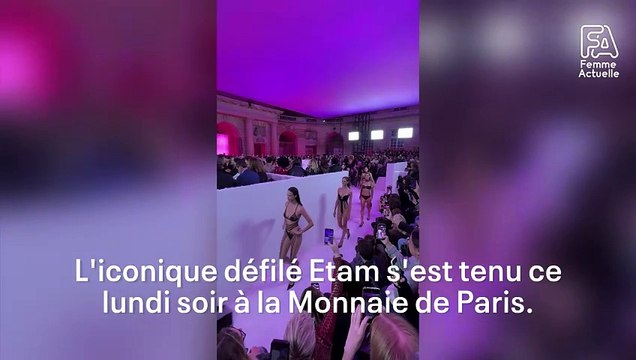 Cuissardes noir, body en dentelle et micro-jupe fendue, Iris Mittenaere impressionne lors du défilé Etam