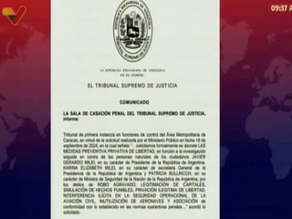 TSJ avala medida privativa de libertad contra el presidente argentino Javier Milei