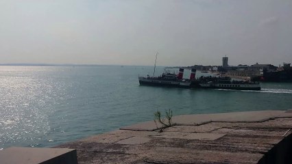 PS Waverley sailing alongside Portsmouth in the sunshine