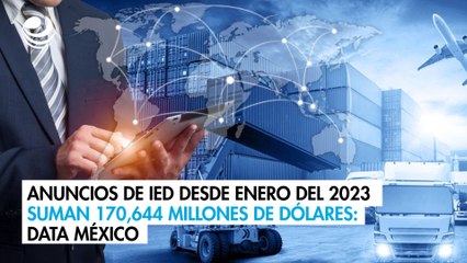 Anuncios de IED desde enero del 2023 suman 170,644 millones de dólares: Data México