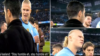 Erling Haaland's two-word message to Mikel Arteta revealed in new audio as Man City star loses his head in final stages of Arsenal draw