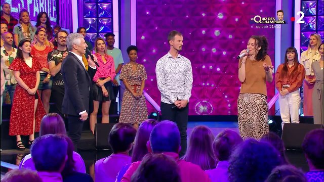 La Maestro Coline est éliminée de N'oubliez pas les paroles , émission de Nagui sur France2.