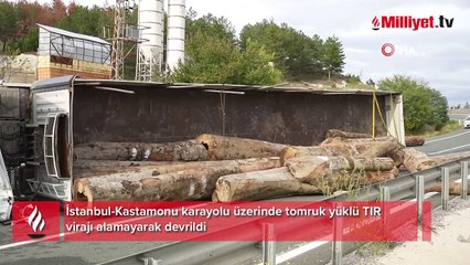 Kastamonu'da feci kaza: 1 yaralı! Tomruklar etrafa saçıldı
