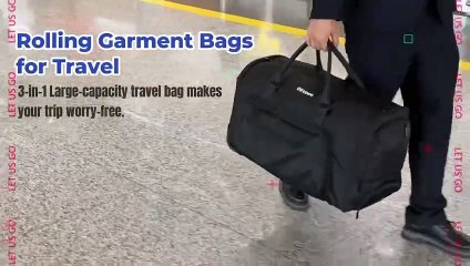 Rolling Garment Bags for Travel, 59L Rolling Duffle Bag with Wheels and Shoe Compartment for Men and Women, 3 in 1 Carry on Convertible Travel Garment Bag with Wheels, Pink