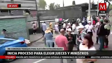 Trabajadores del PJ bloquean accesos del INE; protestan por reforma judicial